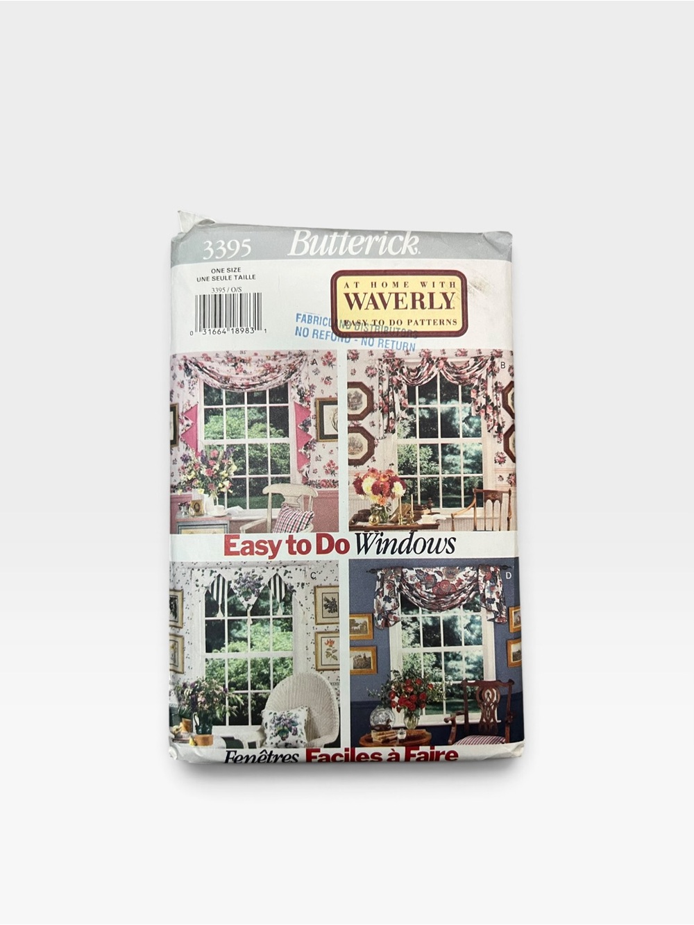 Vintage 90s Butterick Easy to Do Windows Curtain Sewing Pattern 3395